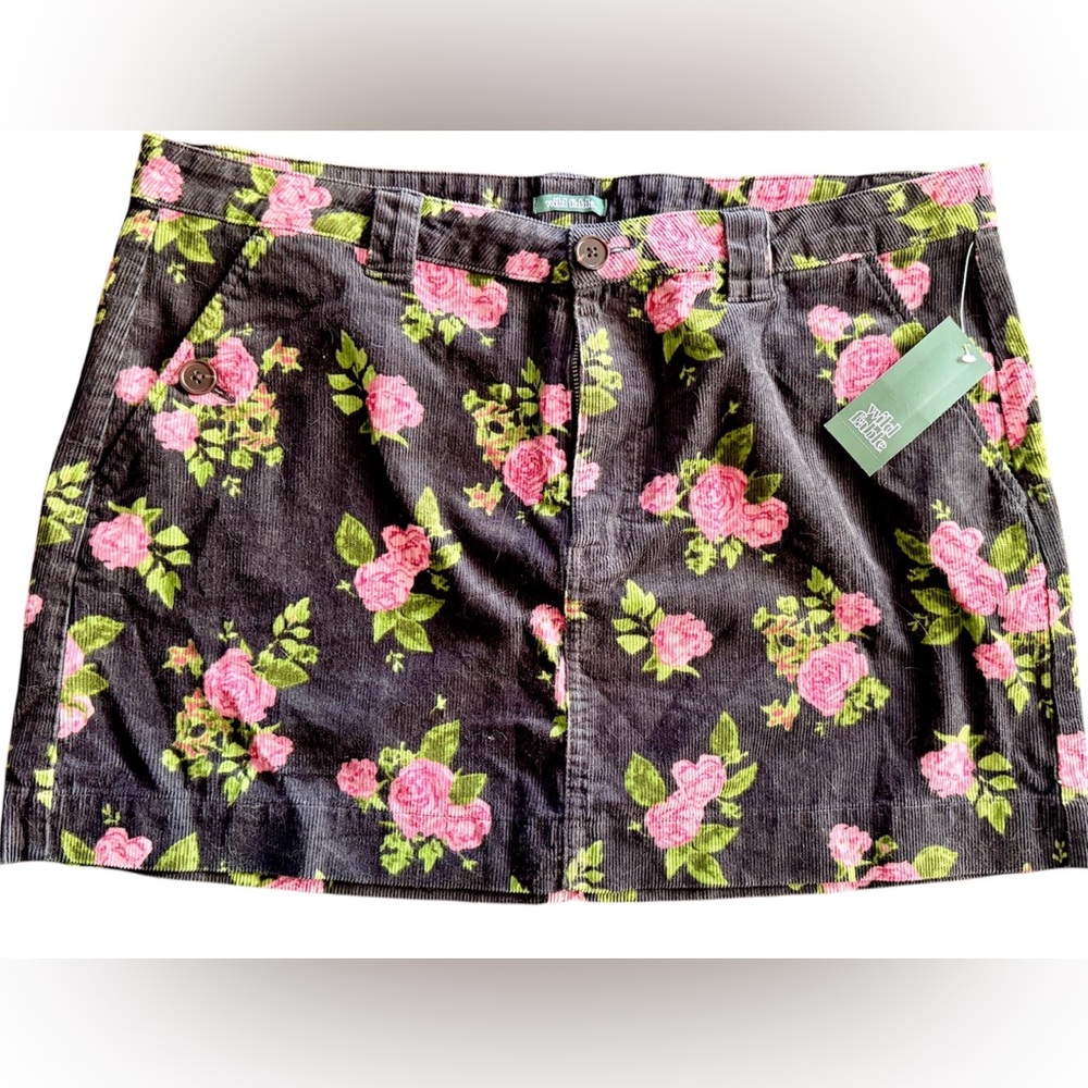 Wild Fable Floral Corduroy Mini Skirt NWT Size 18 Pink Roses